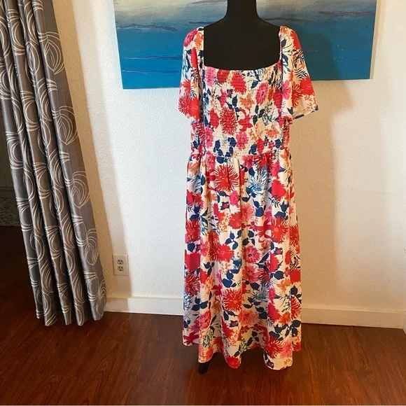 BloomChic floral Backless Square neck Midi Dress Plus Size 22-24 - Picture 8 of 8